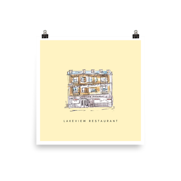 Lakeview Restaurant Print - Yellow