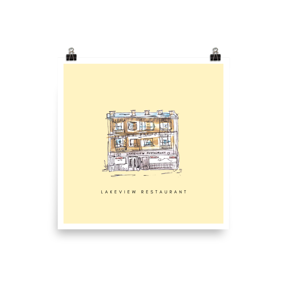Lakeview Restaurant Print - Yellow