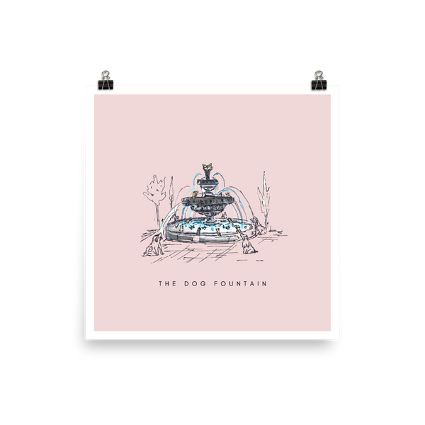 The Dog Fountain Print - Pink